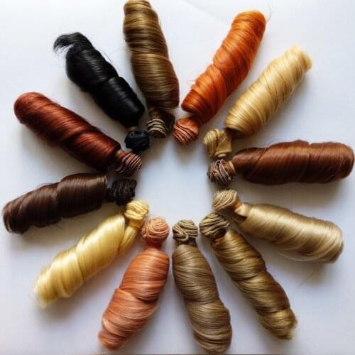 12PCS/LOT Hot DIY BJD Wigs Hair Natural Colors Synthetic Fiber Doll Curly Hair Wig 15CM