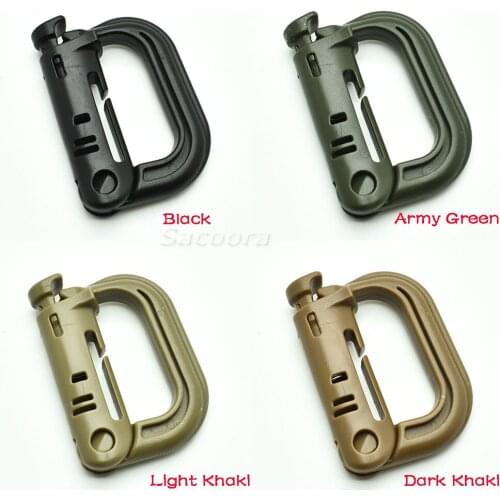 10pcs/lot Plastic Grimloc Army Locking D-Ring Multi-use Safety Buckle For Backpack Clasp Keychain Bag Outdoor Activity