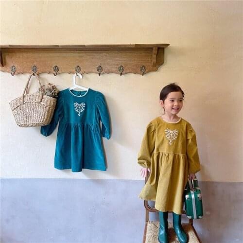 Girl Dress Kids Baby Gown 2021 Corduroy Winter Autumn Plus Thicken Outwear School Toddler Long sleeve Uniform Children Clothing