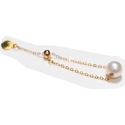 Sinya Au750 18k Gold Ring Strand Natural Akoya or Freshwater Pearl for Women Girls Mom Ladies Ring Wear Size Can Adjust Fashion