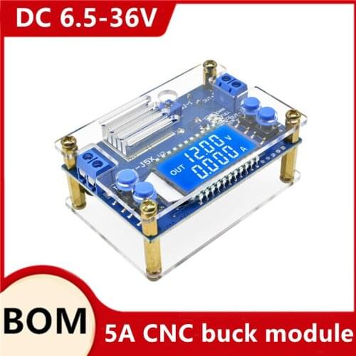 DC 6.5-36V to 1.2-32V 5A 75W Step Down Buck Converter Power Supply Module Voltage Regulator Transformer with Case Heatsink 4.9