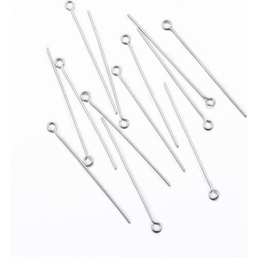About 1000pcs /lot Stainless Steel Eye Pin for Jewelry Making Supplies Findings Silver Color 36x3mm