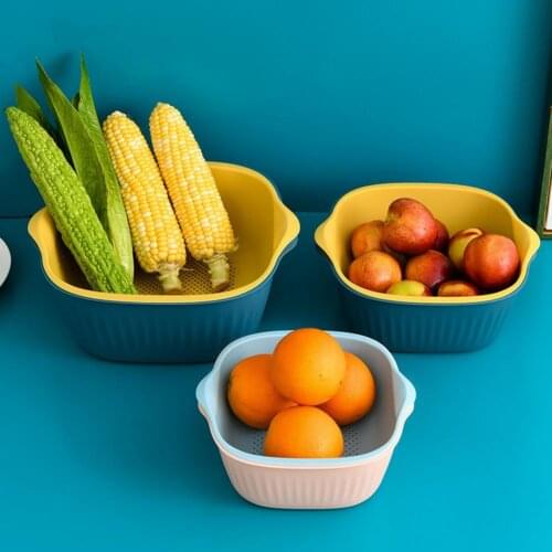 Stackable Colander Basket Reusable Strainer Basket Portable Anti-slid Large Capacity Fruit Vegetable Drain Basket for Kitchen