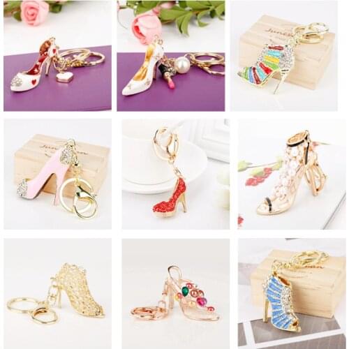 Creative High Heel Shoes Keychain Woman Bags Key Ring Purse Jewelry Fashion Trinkets Key Chains Charms Keyholder llaveros