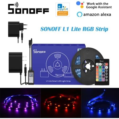 SONOFF L1 Lite Smart Wifi LED Light Strip 5M Dimmable EU/ US Flexible RGB Strip APP Remote Control Work with Alexa Google Home