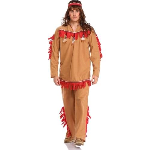 Adult Sexy Men Handsome Native Indians Fashion Clothes Savage Forests Hunter Cosplay Costume for Halloween Carnival Party Dress