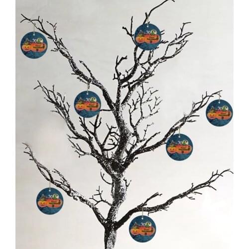 Halloween Funny Pumpkin Shaped Pendant Round Wooden Furnishing Home Decor For Halloween Party Trick Or Treat Events Prop Decor