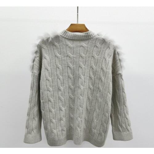 Women Ladies Knitted Real Fur Sweater Winter Genuine Fox Fur Coat New Fashion Cashmere Wool Jacket