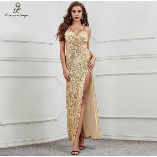 New sexy Sequin Evening Dresses prom gowns Party dress vestidos de gala Backless robe de soiree vintage