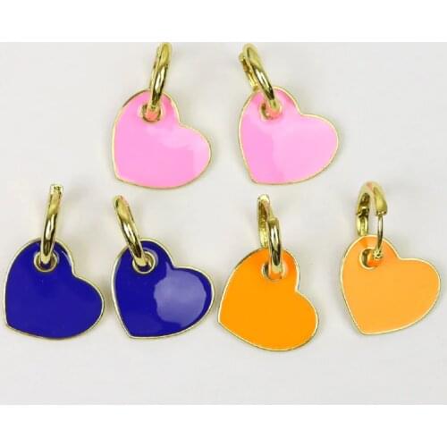 10 Pairs heart earrings Colorful Enamel Hearts earrings Fashion Dangle earrings jewelry Drop earrings for women 51495