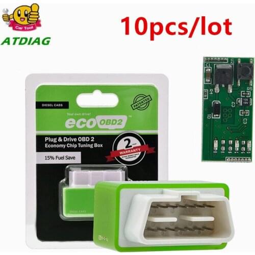 10pcs/lot New Arrival ecoobd green color Plug and Drive EcoOBD2 Economy Chip Tuning Box for Benzine 15% Fuel Save Free Shipping