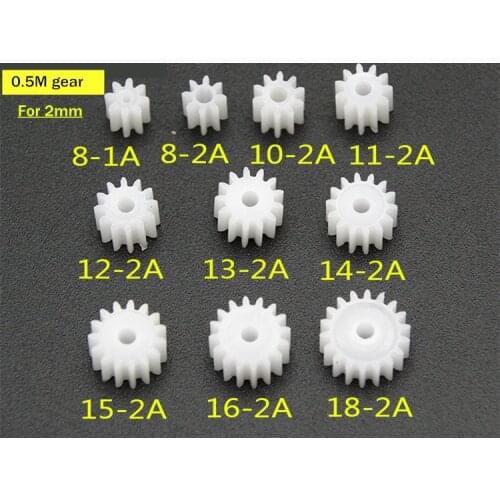 10/SET Main shaft straight gear,0.5M 2mm hole diameter POM gear,DIY toys,motor gear