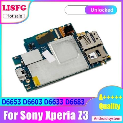 100% Original Unlocked for Sony Xperia Z3 D6603 Motherboard,for Sony Z3 D6653 D6603 D6633 D6683 Logic Board with Android System