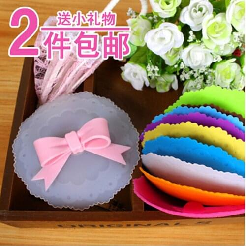 2PCS Free Shipping Wholesale Cute Cartoon Lace Silicone Water Drink Glass Cup lid Mugs Lid Anti-dust Cup Cover Novelty Gift