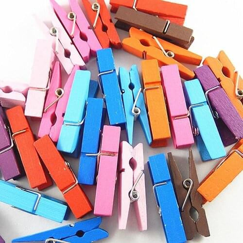 20 Colorful Cute Small Wooden Clips Wooden Clothespins Wooden Laundry Clothespins Paper Twine Clips