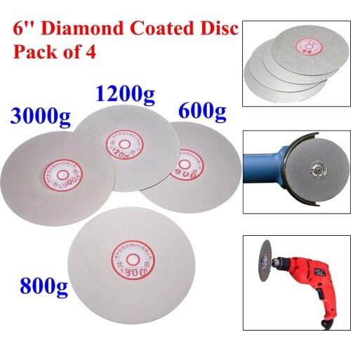 4pcs 6" Diamond Polishing Disc 600/800/1200/3000 Grit Flat Lap Parallel Grinding Wheel Lapping Grinding Disc Tool Polishing Laps