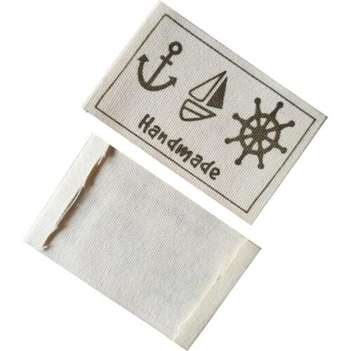 50pcs/lot spot handmade cotton print labels for clothing hand made cotton print label for bags sewing hand work tags for gift