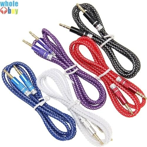 500pcs/lot Wholesale 3.5mm Durable Audio Cable Nylon Braid Candy Car AUX Cable Headphone Extension Code for Phone Car Headset