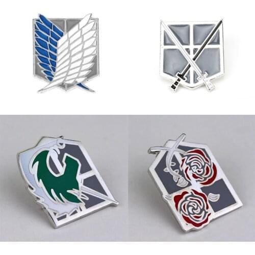 Anime Series Attack On Titan large brooches fashion brooches Pin badge Exquisite jewelry Down Collar Tips Brooch lapel pin men