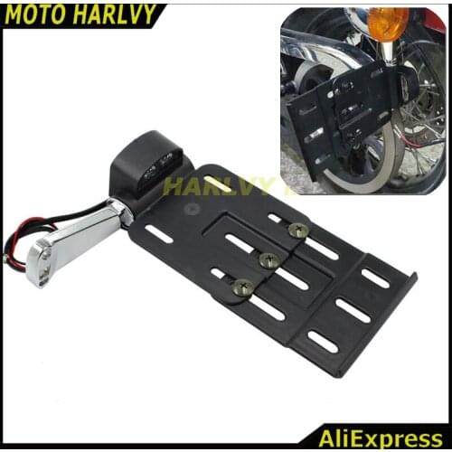 Black Motorcycle License Plate Frame Motorcycle LED Light Side Mount Plate 04-UP for Harley Sportster 883 1200 48