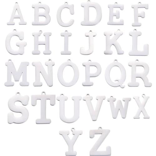 Fnixtar 26Pcs 24*19mm Big Initials Letter Charms Mirror Polish Stainless Steel Charms For DIY Making Necklaces Keychain Jewelry
