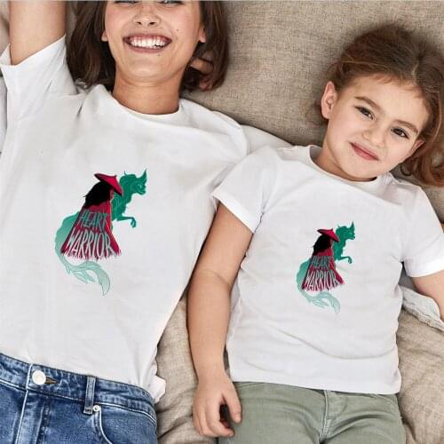 New Summer Women Men T Shirts Unisex Kids Children Boy Girl Tshirt Harajuku Cartoon Disney Princess Dragon Printed Family Tops