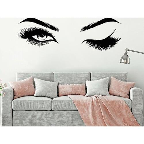 Eyes Eyelashes Wall Decal Vinyl Sexy Wink Girl Beauty Salon Decor Stickers Removable Girs Bedroom Decoration Accessories Z558