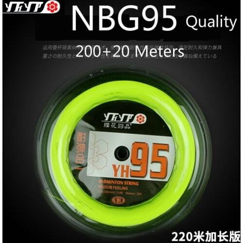 200+20 Meters NBG95 Quality Professional Badminton Racket String YH95 Big Roll Durability Repulsion Power Racquet Net L2105SPC