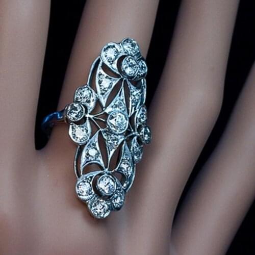 CAOSHI Hollow Out Hyperbole Party Rings for Women Dazzling Shiny Zirconia Aesthetic Wedding Accessories Statement Jewelry Gift