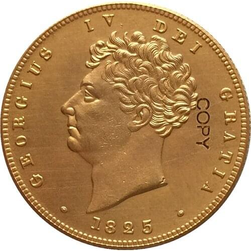 24 - K gold plated 1825 United Kingdom 2 Pounds - George IV coins copy