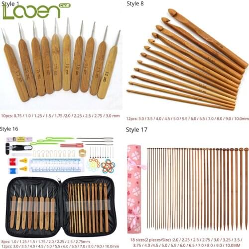Looen Wooden Bamboo Crochet Hook Set For Knitting Needles And Crochet Hooks Needle Arts Craft Knitting Needles Set Sewing Tools