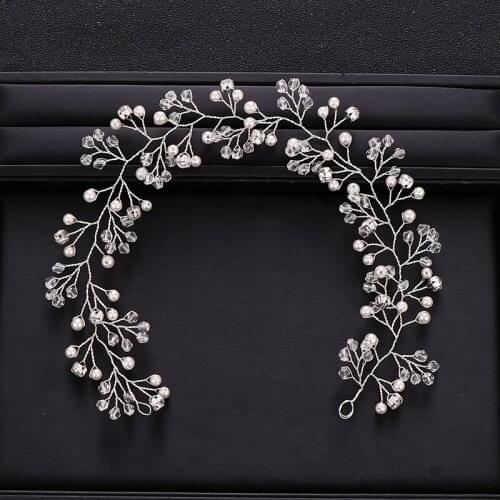 Trendy Wedding Hair Accessories Pearl Rhinestone Crystal Headdress Bride Headband Ladies Hair Band Bride Hair Band Handmade