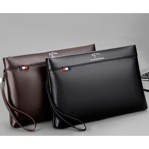 Mens Genuine Leather Day Clutch New Design Business Handbag Male Envelop Messenger iPad Mini Bag Multi Functional Mans Bag