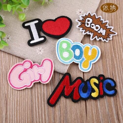 50pcs/lot Embroidery Patches Letters Clothing Decoration Accessories Diy Iron Heat Transfer Applique Iron on Letters Clothes