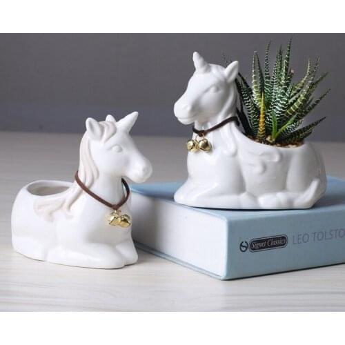 NordicCreative Unicorn Flower Pot Ceramic Sculpture Home Decoration Garden Pots Balcony Decorations Potted Plant Planting Pots