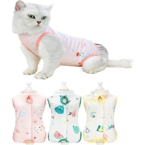 Cat sterilization clothing surgery weaning soft thin anti-licking keep warm Pet beauty products cat recovery suit fashion cute