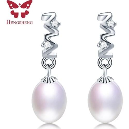 New Arrival 8-9mm Pearl Drop Earrings 925 Sterling Silver Earrings For Women 100% Genuine Pearl Earings Fashion Jewelry 2021