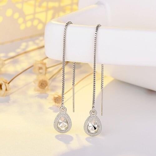 Fashion Long Thread Tassel Drop Earrings Silver Color 2021 Fashion Hanging Women Earrings Summer Jewelry Girls Party Gift