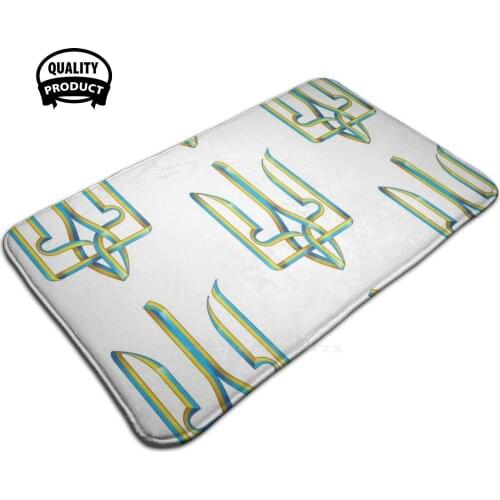 Ukrainian Flag Tryzub Soft House Family Anti-Slip Mat Rug Carpet Ukraine Ukrainian Flag Crest Tryzub Trident Blue Yellow