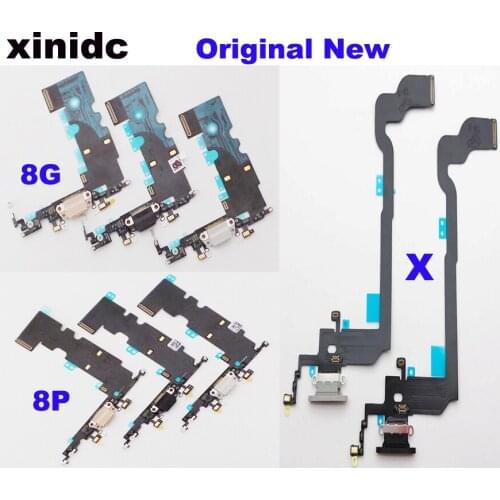 Xinidc 1pcs Original New Charging Flex Cable For iPhone8 8plus X Charger Port Dock Connector With Mic Flex Cable