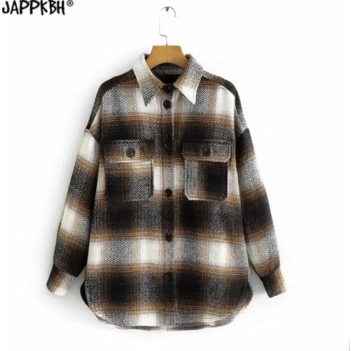 Soft Woolen Plaid Womens Jacket 2021 NEW Spring Casual Oversized Coat Female Vintage Long Woman Jacket Loose Outwear Chic Tops