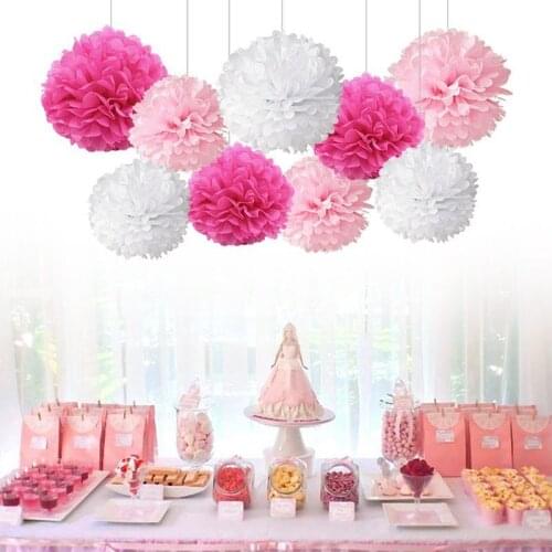 10pcs 10inch (25cm) Tissue Paper Flower Balls Pom Poms for Christmas Halloween Wedding Baby Shower Birthday Party Decoration