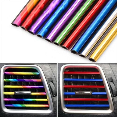 10Pcs/Set 20cm Universal Car Air Conditioner Outlet Decorative U Shape Moulding Trim Strips Decor Car Styling Accessories
