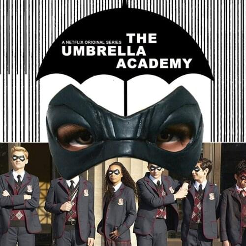 2020 Umbrella Academy Cosplay Mask Black Latex Eye Masks for Men Eye Patch Carnival Party Props Halloween Adults Hero Masks