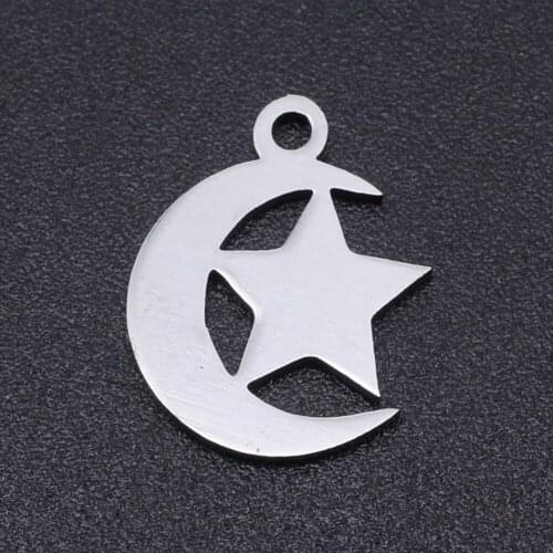5pcs/lot 100% Stainless Steel Moon and Star Charms Wholesale Never Tarnish Bracelets Pendants Accept OEM Order