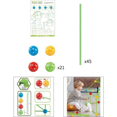 66 Pieces Fort Building Kit Children Castle Tent Playhouse Toy Puzzle