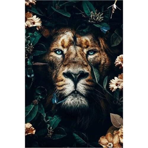 DIY 5D Diamond Painting Cross Stitch kits Full square Diamond Embroidery Lion head rhinestone Mosaic Pasted Painting Craft gift