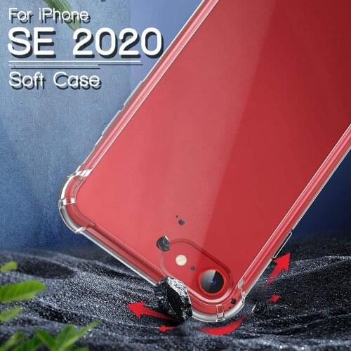 For iPhone SE 2020 Cases 12 Mini 11 Pro Max TPU Shockproof Cover Clear Phone Case Transparent Back Cover For iPhone SE 2nd Gen