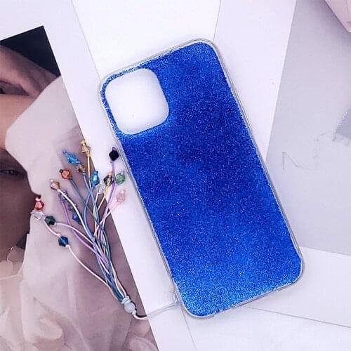 Case iPhone 12ProMax Glitter Star Bling Phone Cover For Apple 11ProMax 7 Plus Capas iPhone 11 Custom Colors Lanyard Bracelet DIY