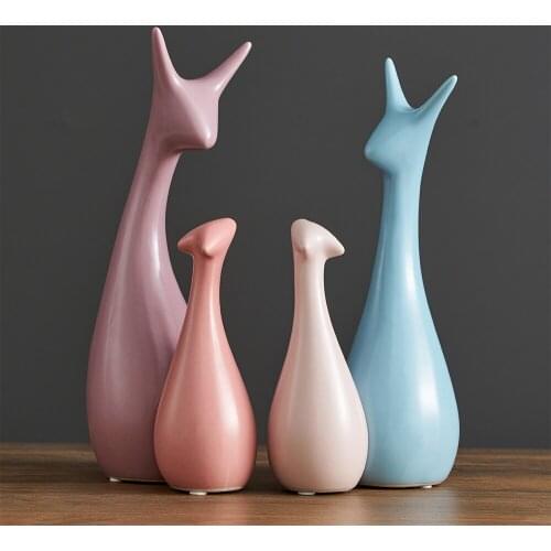 Nordic Home Decoration Abstract 4 Pieces of Deer Ornaments Home Decoration Accessories for Living Room Study Desk Decoration